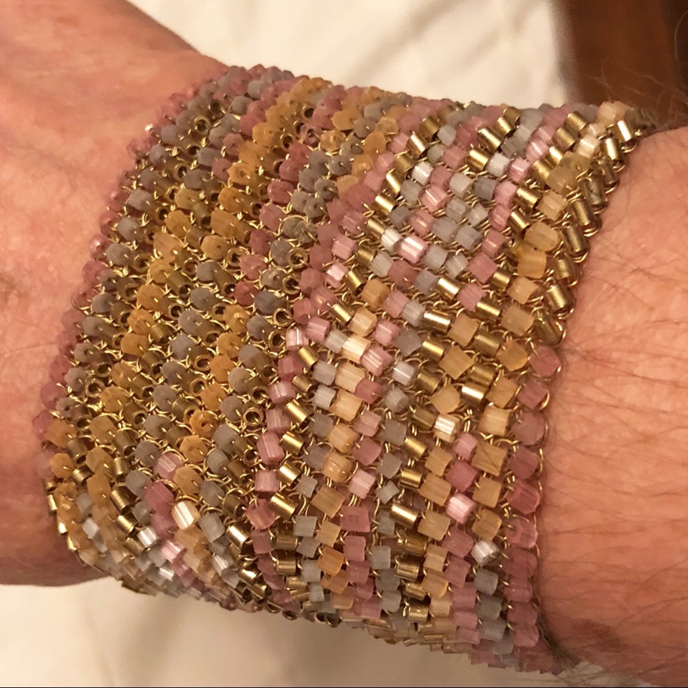 Lavish 18k gold plated crystals cuff bracelet